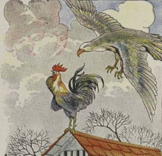 Aesop's Fables - The Fighting Cocks And The Eagle By Milo Winter