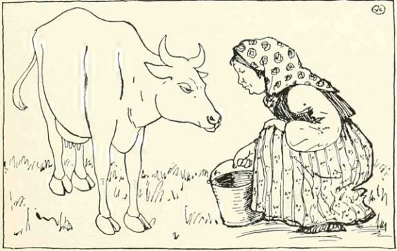 Russian Folk Tale - Illustration For The Cock And The Bean